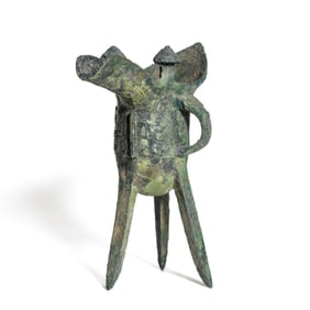 Large Chinese Bronze Ritual Wine Vessel Jue, Possibly Shang Dynasty