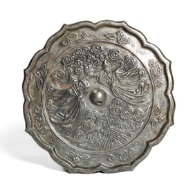 Large Chinese Silver Bronze Mirror, Probably Tang Dynasty