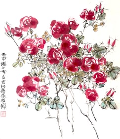 Chen Shifa (1921 - 2007) - Chinese Painting Scroll of Flowers