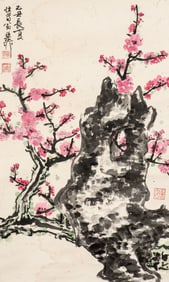 Xie Zhiliu (1910-1997) - Chinese Painting Scroll of Plum Blossom