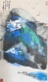 Zhang Daqian (1899 - 1983) - Important Chinese Painting Scroll of Splash Ink Landscape