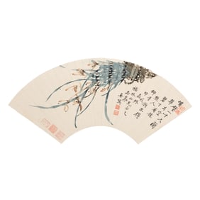 Shi Huibao (1881-1943) - Chinese Fan painting of Orchid