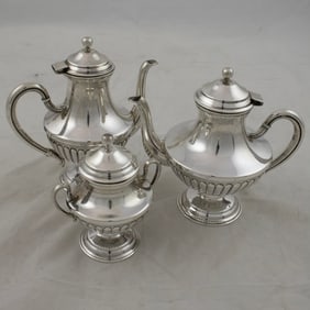 A three piece 800-standard silver tea and coffee service