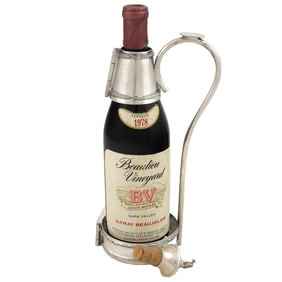A German 800-standard silver wine bottle server