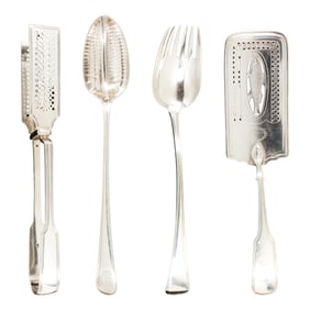 Four English sterling serving pieces
