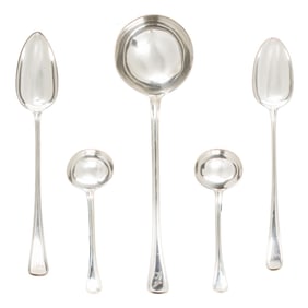 Five English sterling silver serving pieces