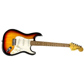 A Fender Squire Stratocastor electric guitar