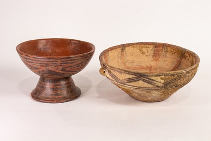 Two Pre-Columbian polychrome pottery bowls