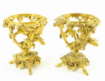 A pair of Christofle gilt bronze epergne stands
