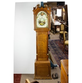 A Georgian oak tall case clock circa 1790