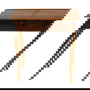 A French fruitwood side table circa 1850: A French fruitwood side table circa 1850, with a single drawer and raised on cabriole legs, 25.5"h x 26"w x 16"d