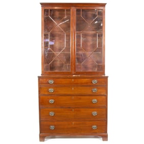 An English Regency mahogany secretary bookcase