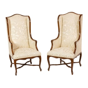 A pair of English wingback chairs