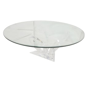A Mikhail Loznikov post-modern lucite ring coffee table with glass top
