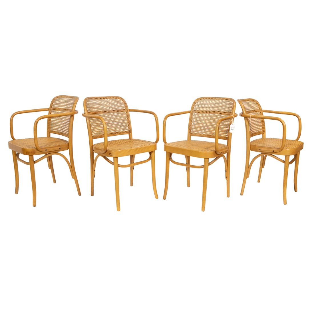 A suite of four Thonet arm chairs with cane seats (1 of 4)