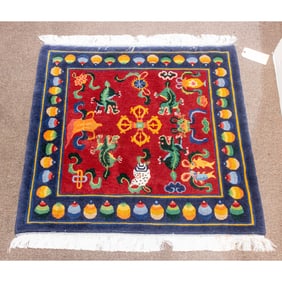 A Tibetan carpet, 3' x 3', Senator Feinstein Estate