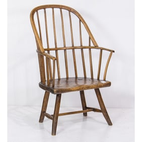 An English yew sack back Windsor chair, circa 1790, Senator Feinstein Estate