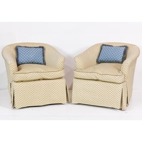 A pair of upholstered club chairs, Senator Feinstein Estate