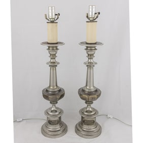 A pair of French oil lamps, Senator Feinstein Estate