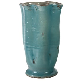 A Fotunata Italy turquoise glazed pottery vase, Senator Feinstein Estate
