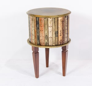 An Italian faux book round side table, Senator Feinstein Estate