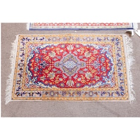 A Chinese part silk carpet, 2'4" x 3'8", Senator Feinstein Estate