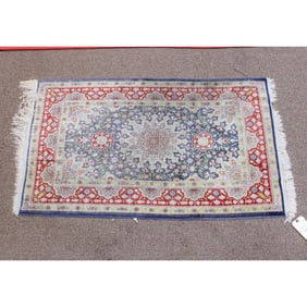 A Turkish silk carpet, 2'4" x 3'7", Senator Feinstein Estate