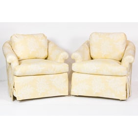 A pair of upholstered club chairs, Senator Feinstein Estate