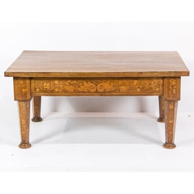 A Continental marquetry inlaid table, circa 1800, Senator Feinstein Estate