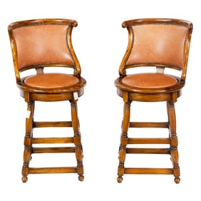 A pair of Alfonso Marina Ebanista leather counter chairs, Senator Feinstein Estate