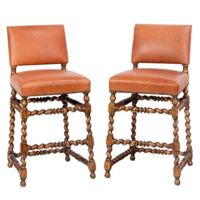 A pair of Alfonso Marina Ebanista leather bar stools, Senator Feinstein Estate