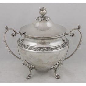 An English silverplate soup tureen, Senator Feinstein Estate