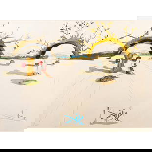 Print, Salvador Dali: Salvador Dali (Spanish, 1904-1989) "Winter and Summer," lithograph and etching in colors, pencil signed lower right, edition 35/300, plate: 22"h x 29.25"w, overall (with frame): 30.5"h x 38"w