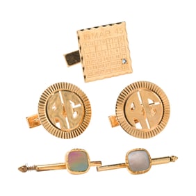 A group of 14k gold cufflinks