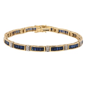 A sapphire, diamond, and 14k gold bracelet