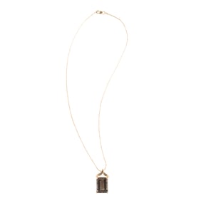 A smoky quartz and 14k gold pendant-necklace