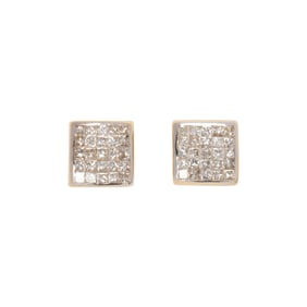A pair of diamond and 14k gold earrings