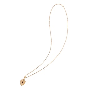 A pink tourmaline and 18k gold pendant-necklace