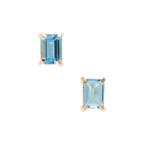 A pair of aquamarine and 14k gold stud earrings