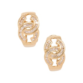 A pair of diamond and 14k gold earrings