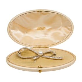 A Tiffany & Company Belle Epoque natural saltwater pearl, diamond, and platinum-topped 18k gold