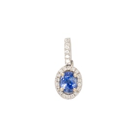 A sapphire, diamond, and 14k gold pendant