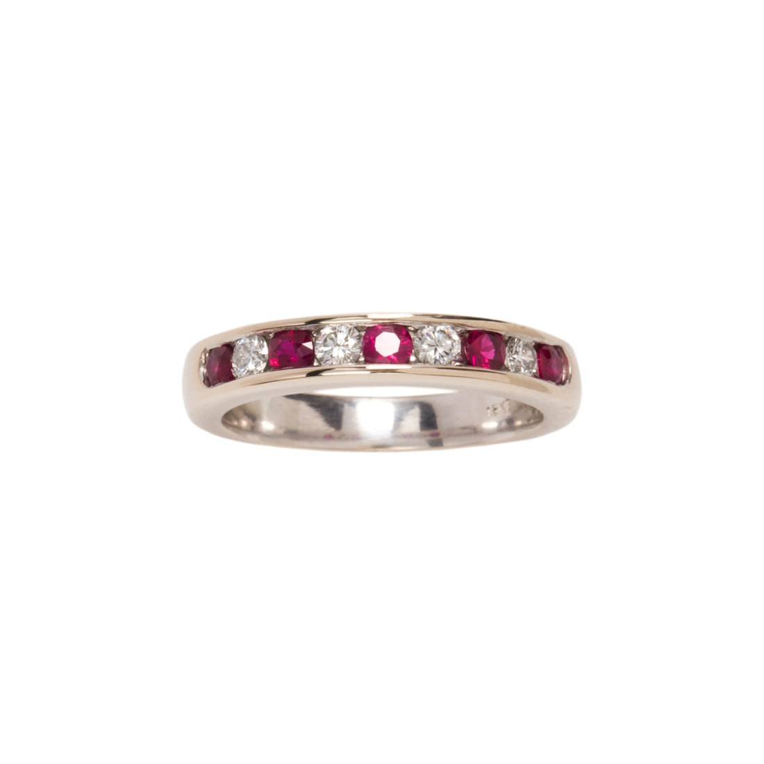 A Shreve & Co. diamond, ruby, and 18k white gold ring (1 of 2)