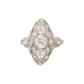 An Art Deco diamond and platinum ring