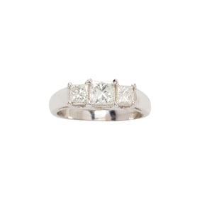 A diamond and 18k white gold ring