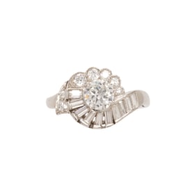 A diamond and platinum ring