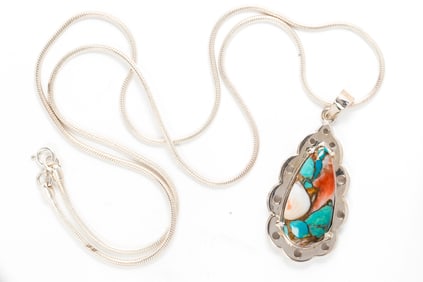 A Hardstone and silver pendant