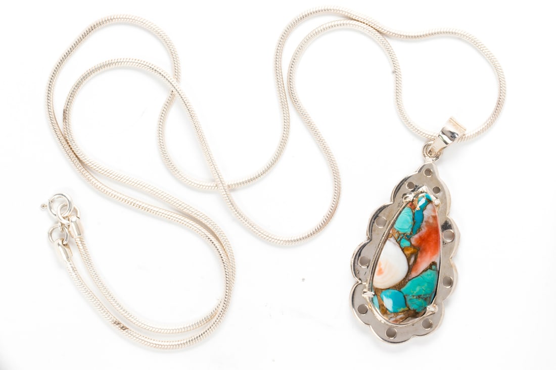 A Hardstone and silver pendant