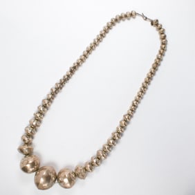 A Native American silver beaded necklace