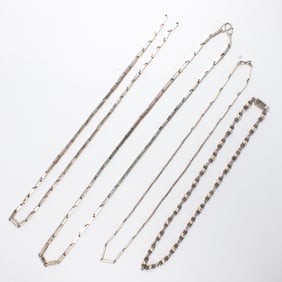 A Group of silver chains